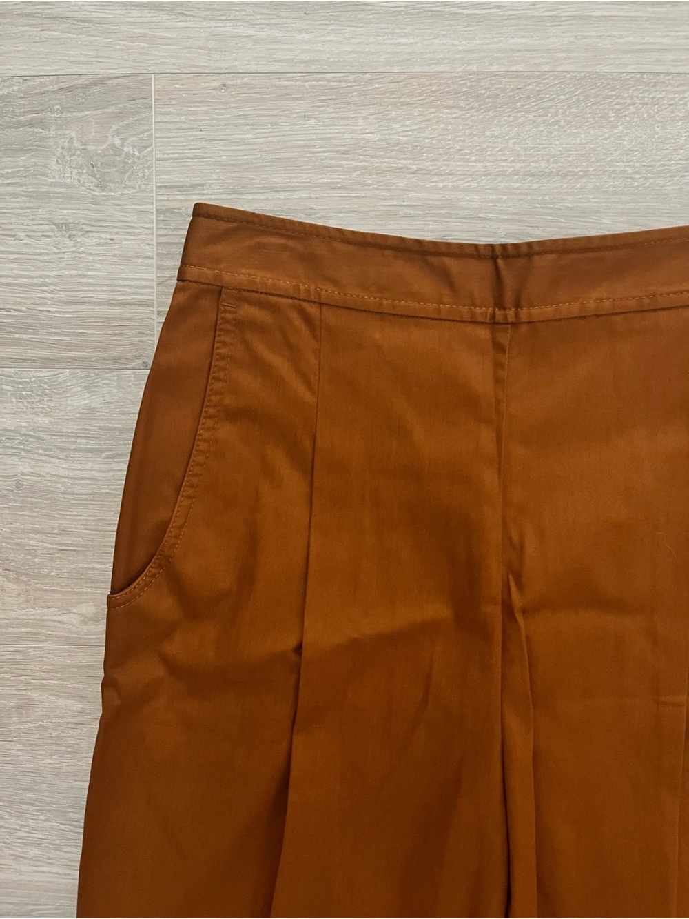 Rebecca Taylor Women's Rust Orange High Rise Cropped Pleated Pant - Size 0 - Picture 3 of 7